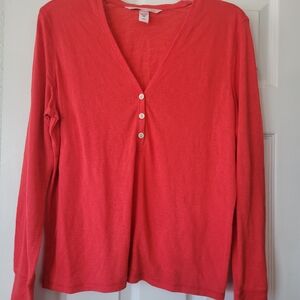Victoria's Secret Red Long Sleeve V-Neck Tee